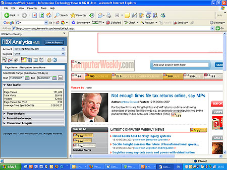 Analytics screen showing overlay on the new website Analytics screen showing overlay on the new website