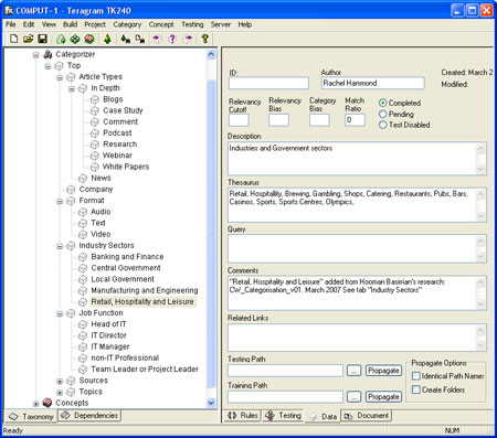 The interface used to manage the CW taxonomy The interface used to manage the CW taxonomy