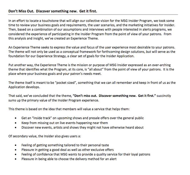 experience brief experience brief