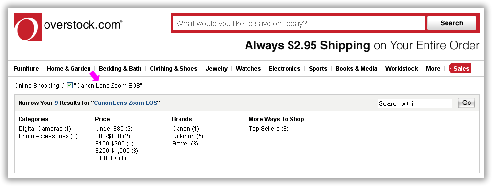 Overstock.com does not allow direct manipulation of the keyword query  Overstock.com does not allow direct manipulation of the keyword query