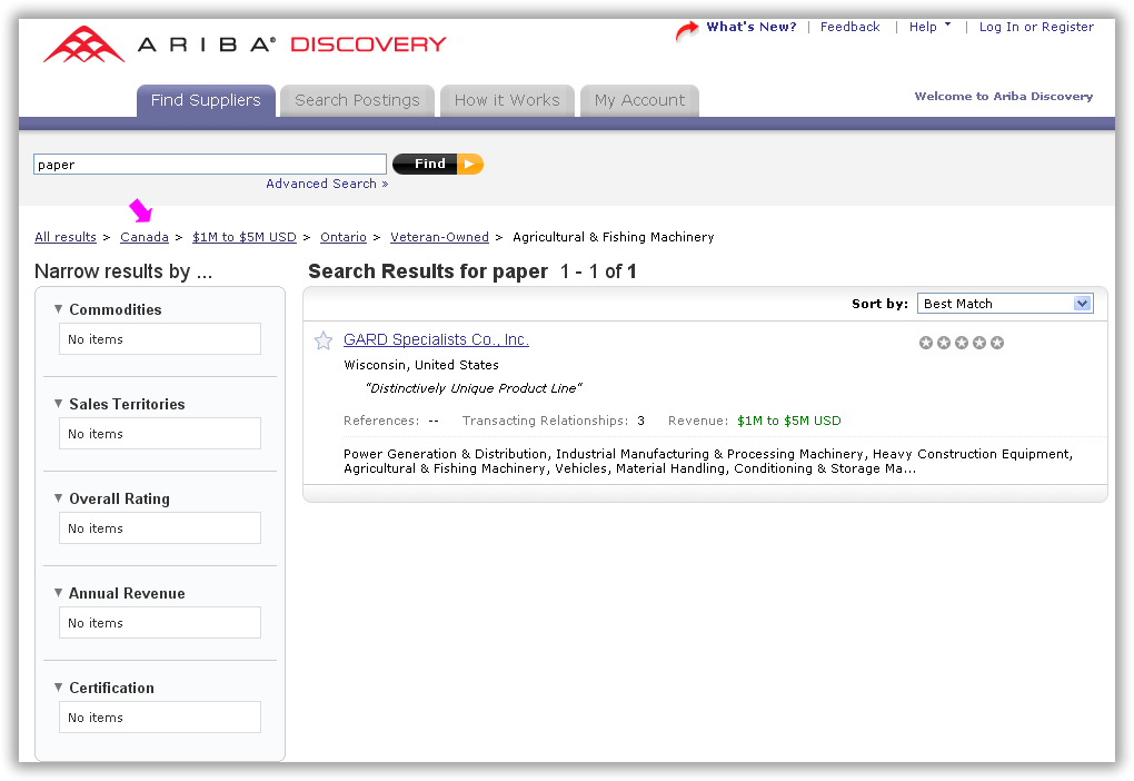 Attribute-Path breadcrumb in the Ariba Discovery Network UI Attribute-Path breadcrumb in the Ariba Discovery Network UI