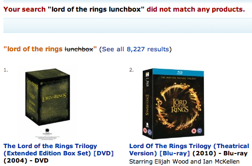 Image 5: Amazon.com's handling of zero results Image 5: Amazon.com's handling of zero results