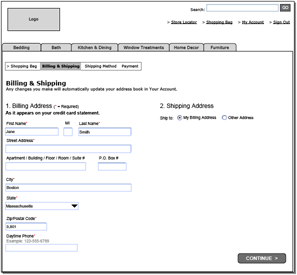 Screenshot of eCommerce checkout form pdf.