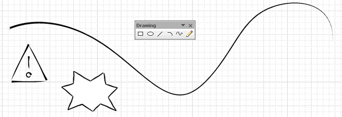 A sketchy tool should allow you to draw. These were created in Visio using custom line styles. This tutorial tells you how.  A sketchy tool should allow you to draw. These were created in Visio using custom line styles. This tutorial tells you how.