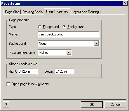 Page properties dialog