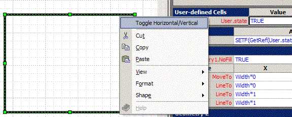 Shape toggling and User State changing from True to False.