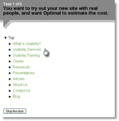 In Treejack, the tree is presented as a simple list of top-level topics. In Treejack, the tree is presented as a simple list of top-level topics.
