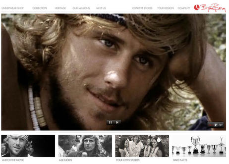 Bjorn Borg clothing store tells 'heritage' stories as video montages and invites visitor stories too