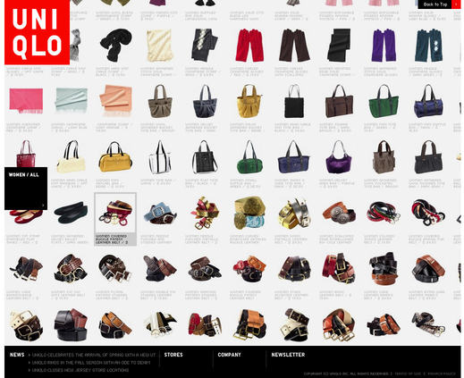 On Uniqlo.com many clickable elements are indicated with an audio cue, with another sound to indicate when you have clicked and when a successful action is complete